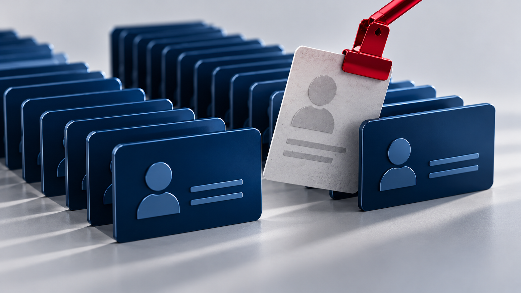 Contact list cards being sorted, one red outdated card removed