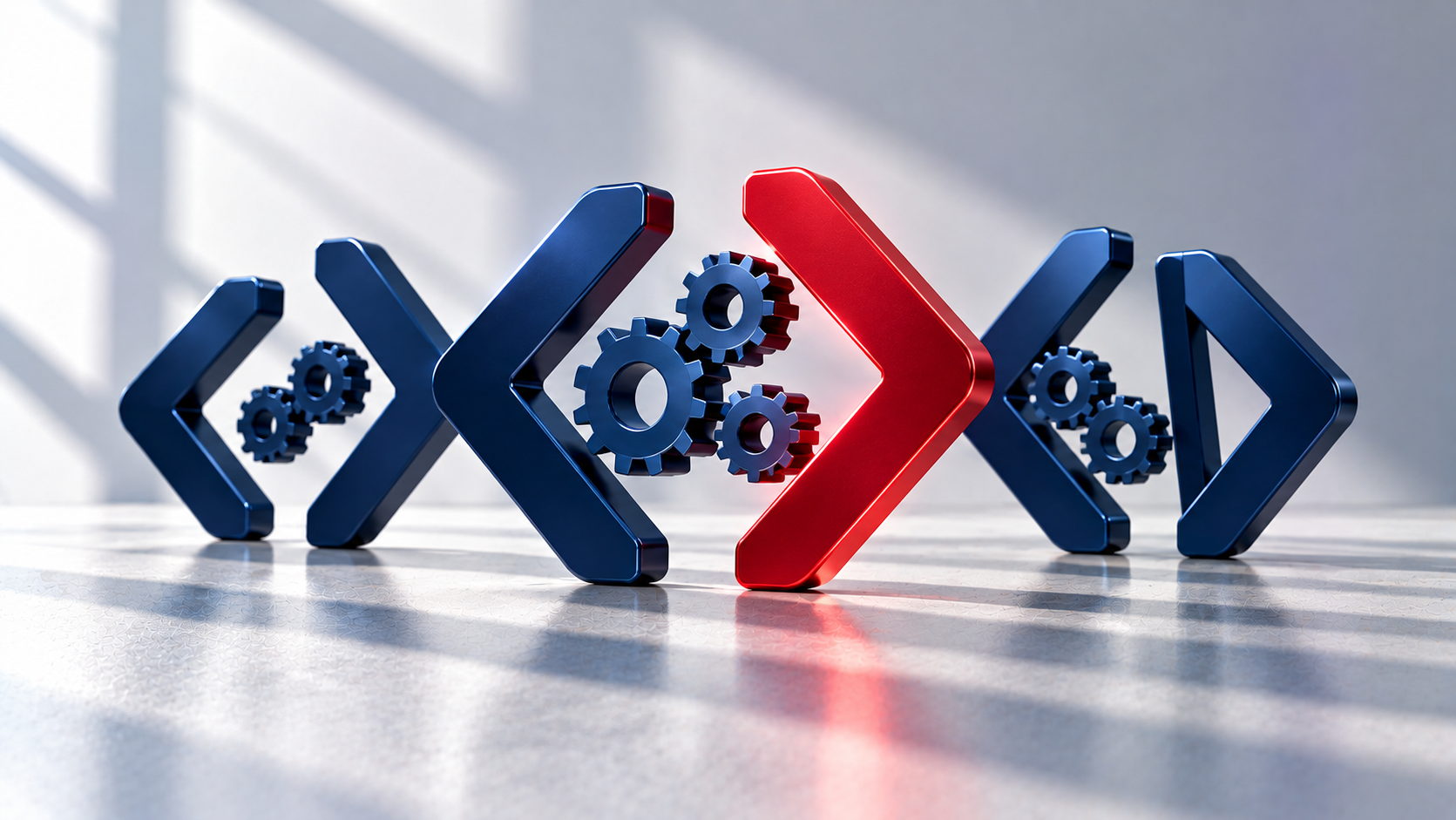 Navy code brackets and gears with one red bracket